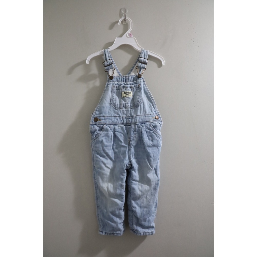 OshKosh B'gosh Light Wash Denim Overalls Toddler‎ Baby Adjustable Straps Cute